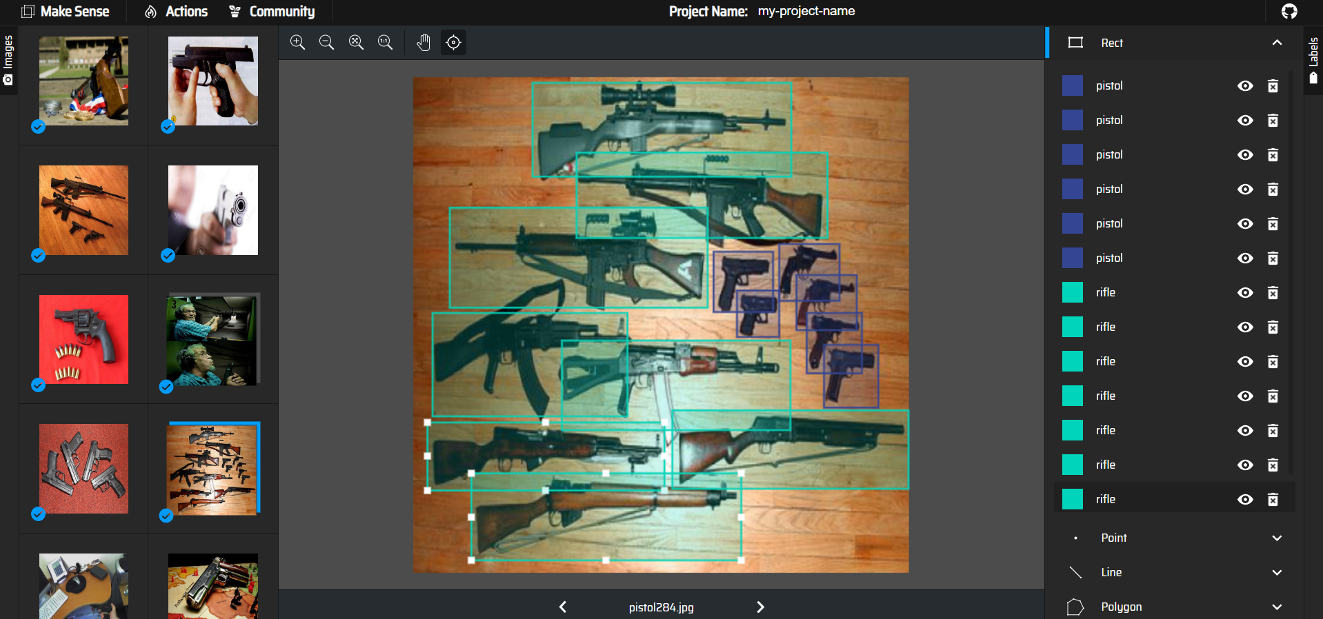 drawing bounding boxes makesense ai